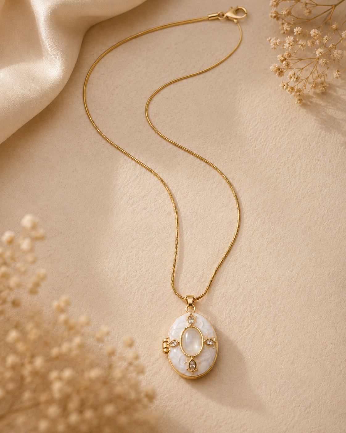 Gold Vintage Locket Pendant Necklace
