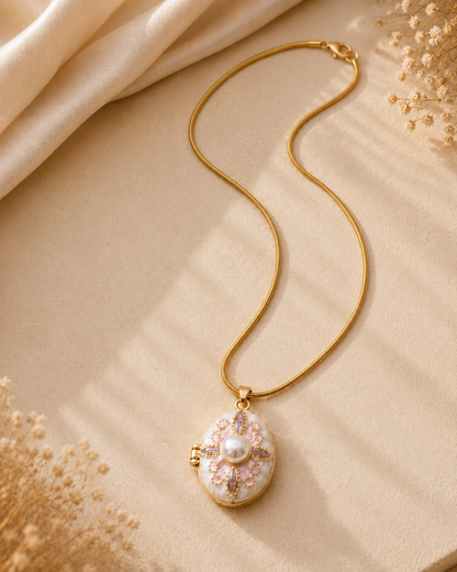 Gold Vintage Locket Pendant Necklace
