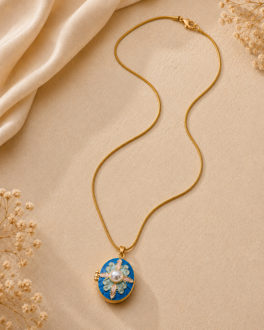 Gold Vintage Locket Pendant Necklace