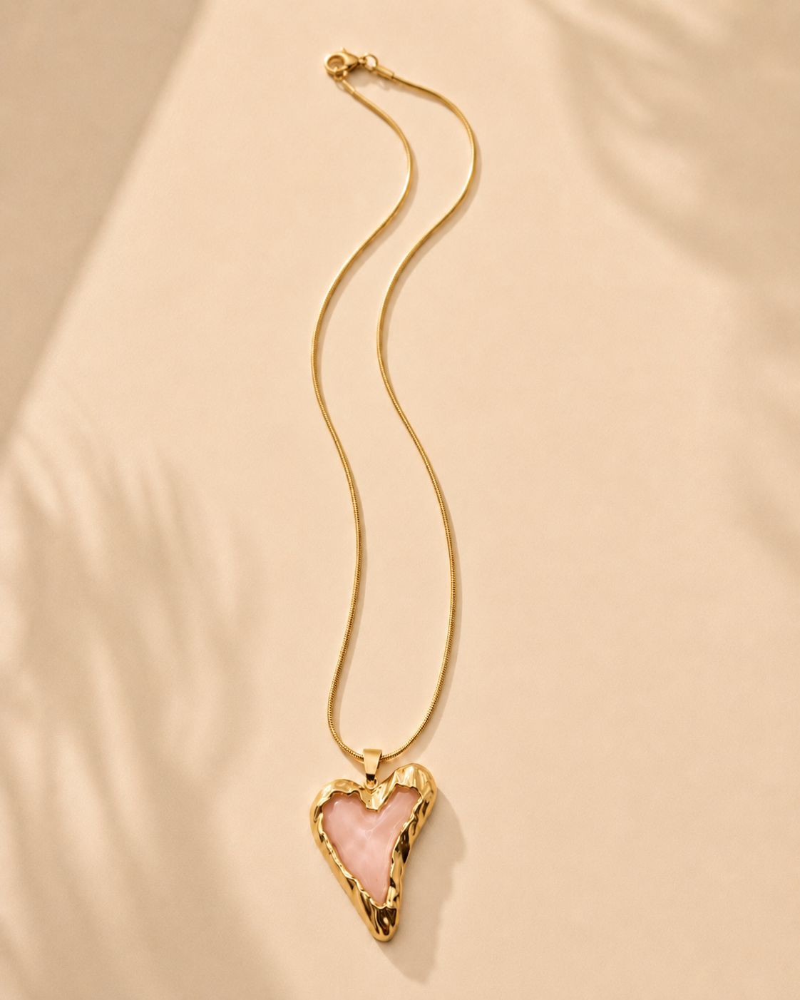 Gold Chunky Heart Stone Necklace