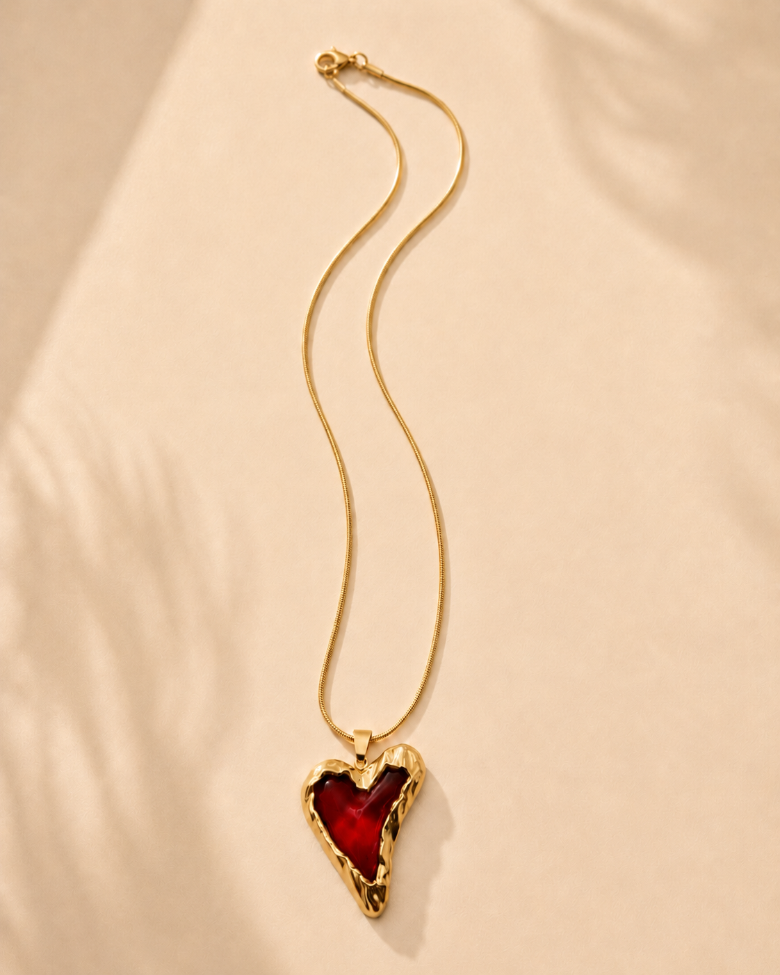 Gold Chunky Heart Stone Necklace