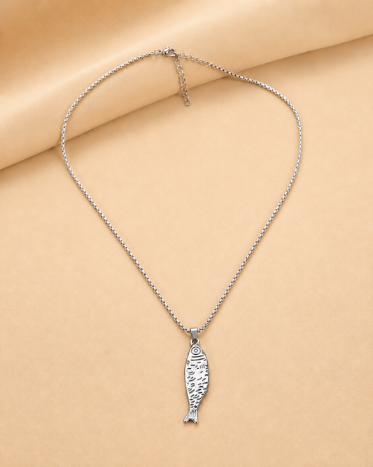 Silver Fish Pendant Necklace