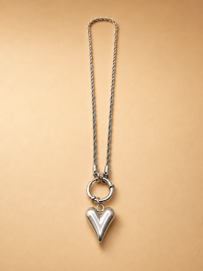 Silver Heart Ring Pendant Necklace