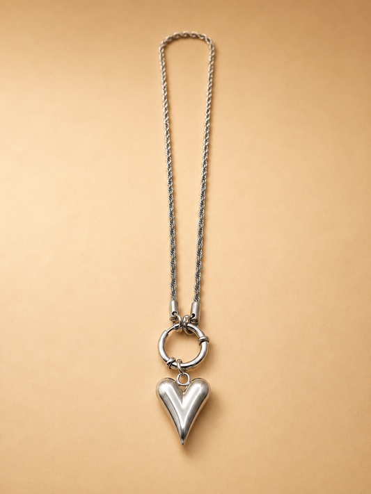 Silver Heart Ring Pendant Necklace