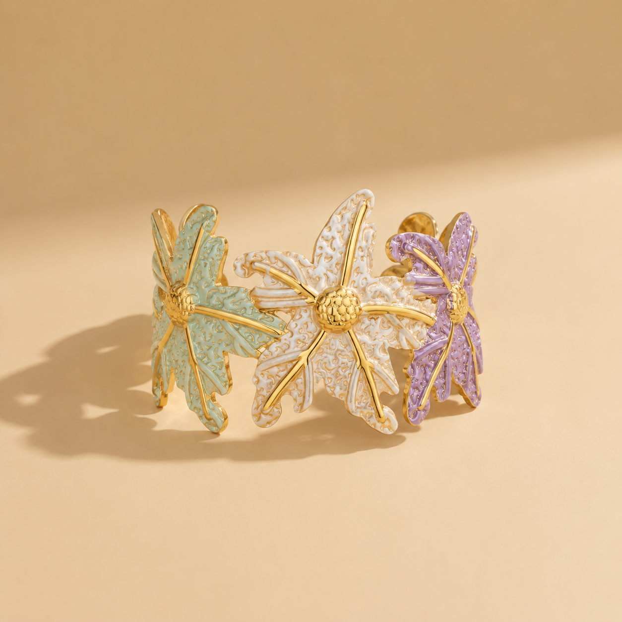 Golden Bloom Trio Cuff Bracelet
