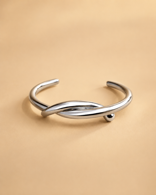 Silver Twist Knot Cuff Bracelet