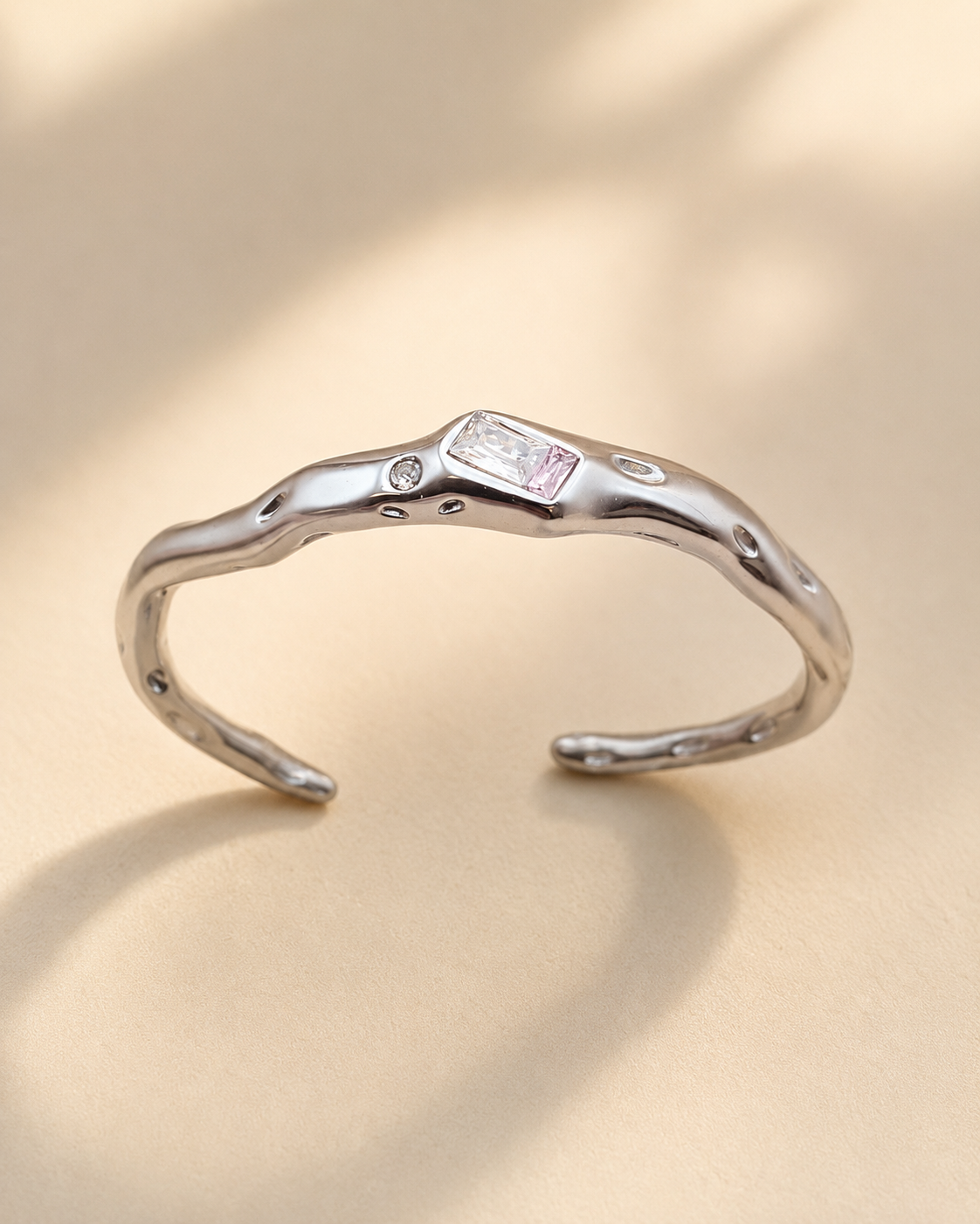 Silver Drift Crystal Cuff Bracelet