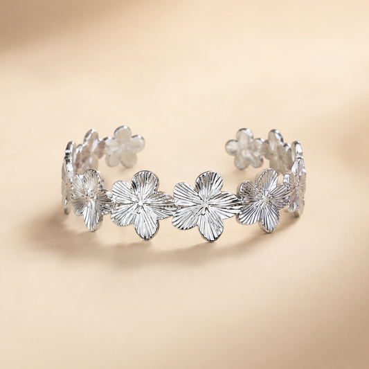 Silver Daisy Chain Cuff Bangle