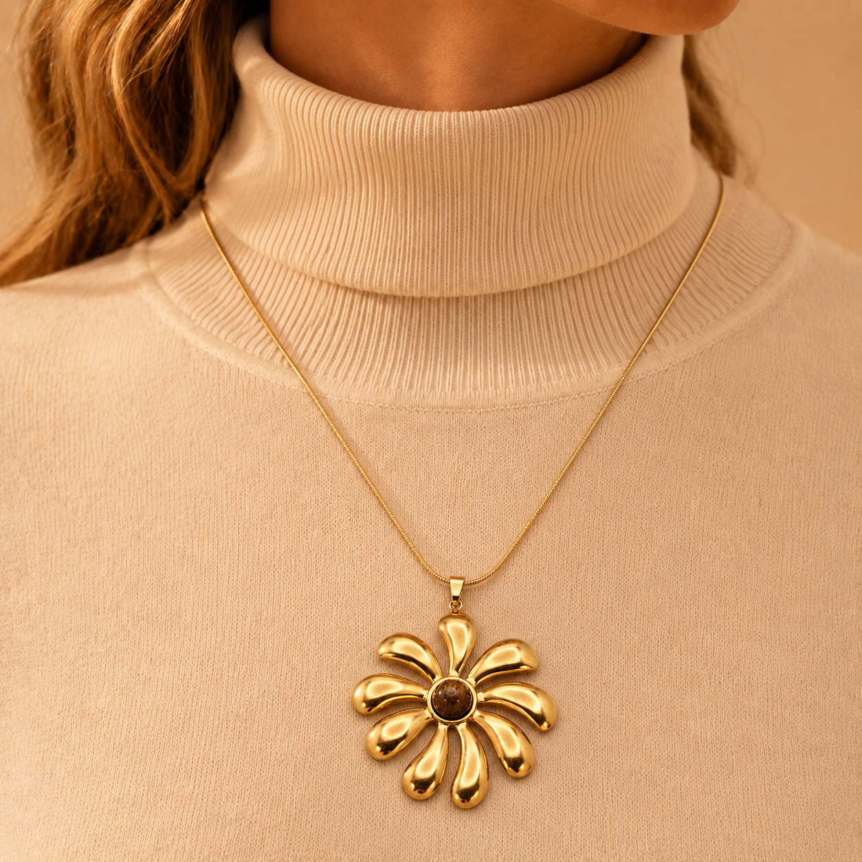 Tiger Eye Flower Necklace