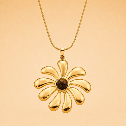Tiger Eye Flower Necklace
