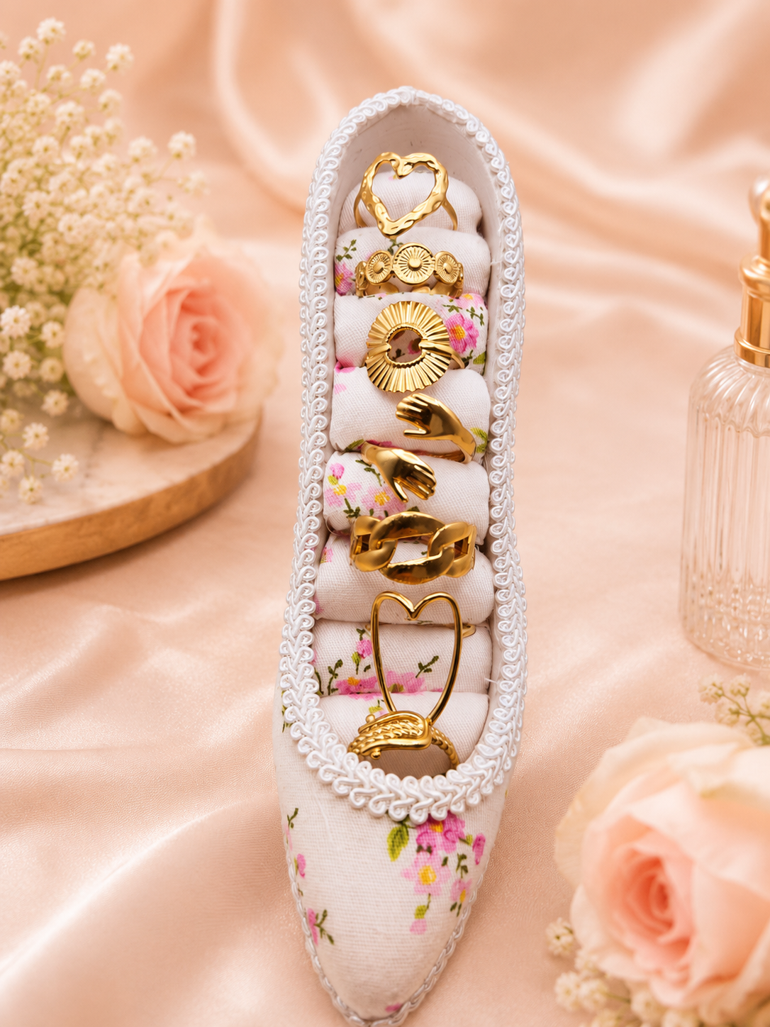 Floral Heel Ring Holder Set