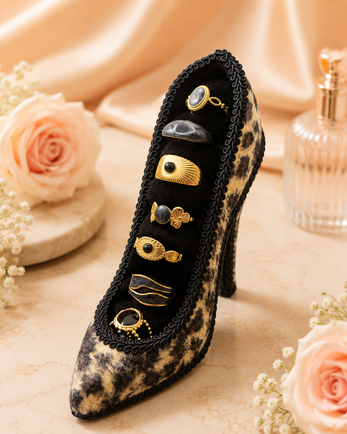 Leopard Heel Ring Holder Set