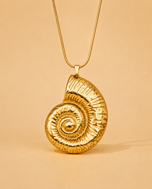 Golden Shell Spiral Necklace