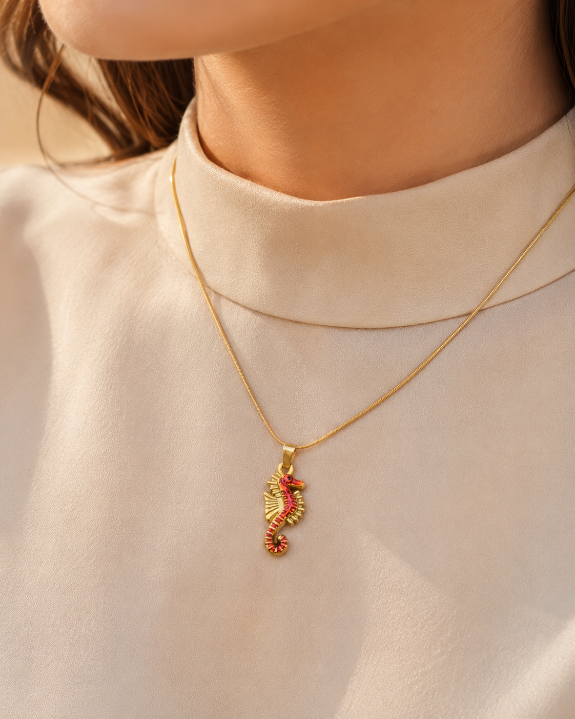 Gold Seahorse Pendant Necklace