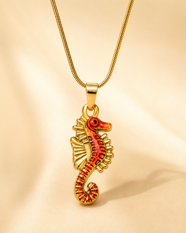 Gold Seahorse Pendant Necklace