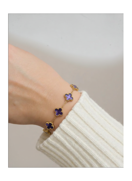 Stainless Steel Green Reflection Clover Bracelet