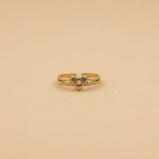 Gold Heart Bowtie Adjustable Ring