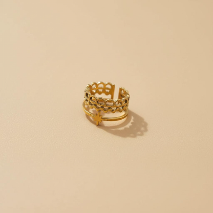 Gold Star Layered Adjustable Ring
