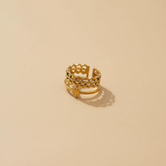 Gold Star Layered Adjustable Ring