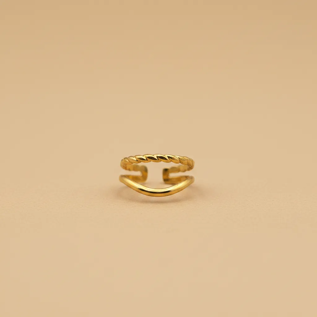 Gold Minimal Curve Adjustable Ring
