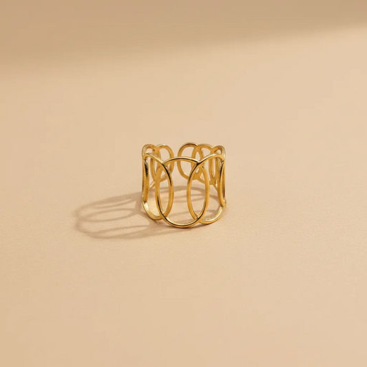 Gold Open Circle Link Adjustable Ring
