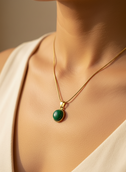 Green Round Stone Necklace