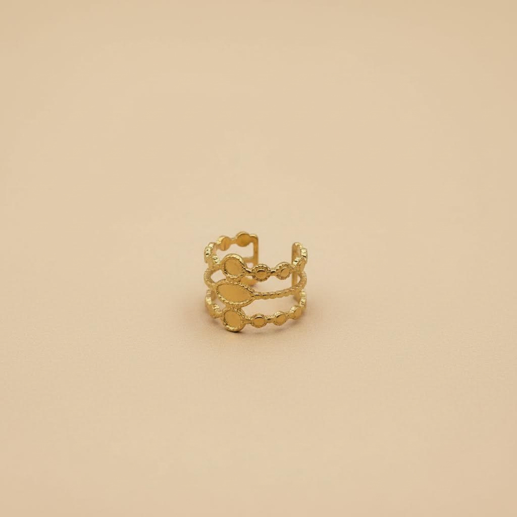 Bague réglable en or multirangs – Design ouvert tendance