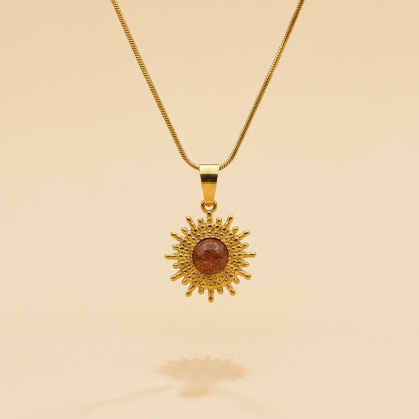 Sunburst Red Stone Necklace