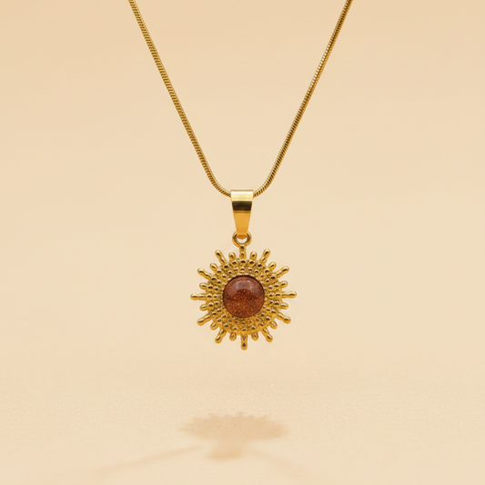 Sunburst Red Stone Necklace