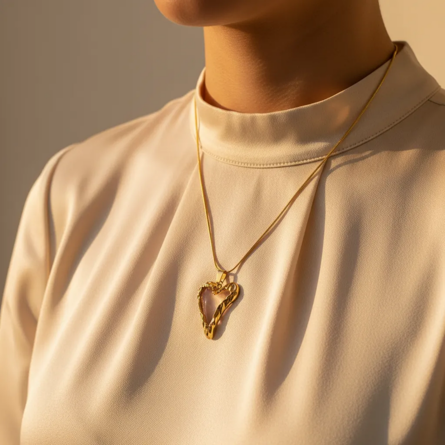 Pink Heart Frame Necklace