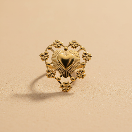 Gold Sacred Heart Adjustable Ring