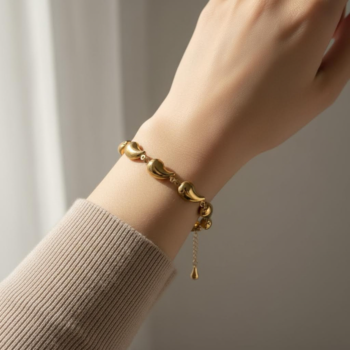 Gold Paisley Charm Bracelet – Minimal Statement Design