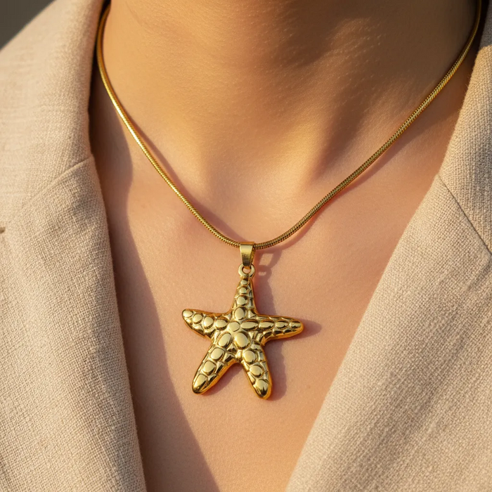 Large Gold Starfish Necklace