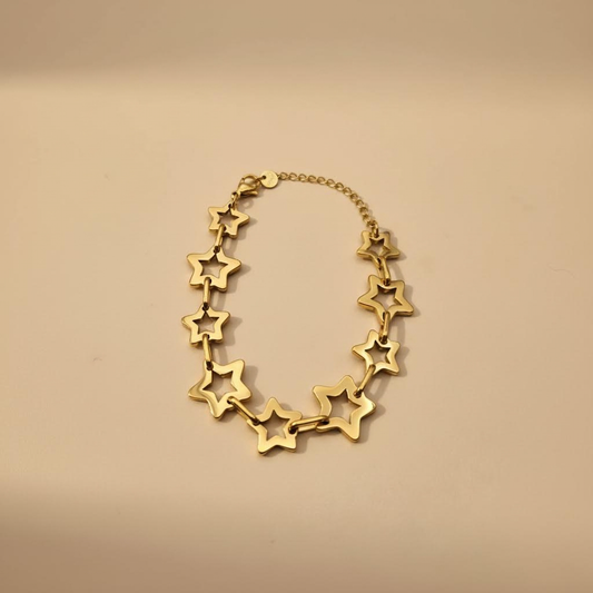 Gold Star Link Bracelet – Bold Open Design