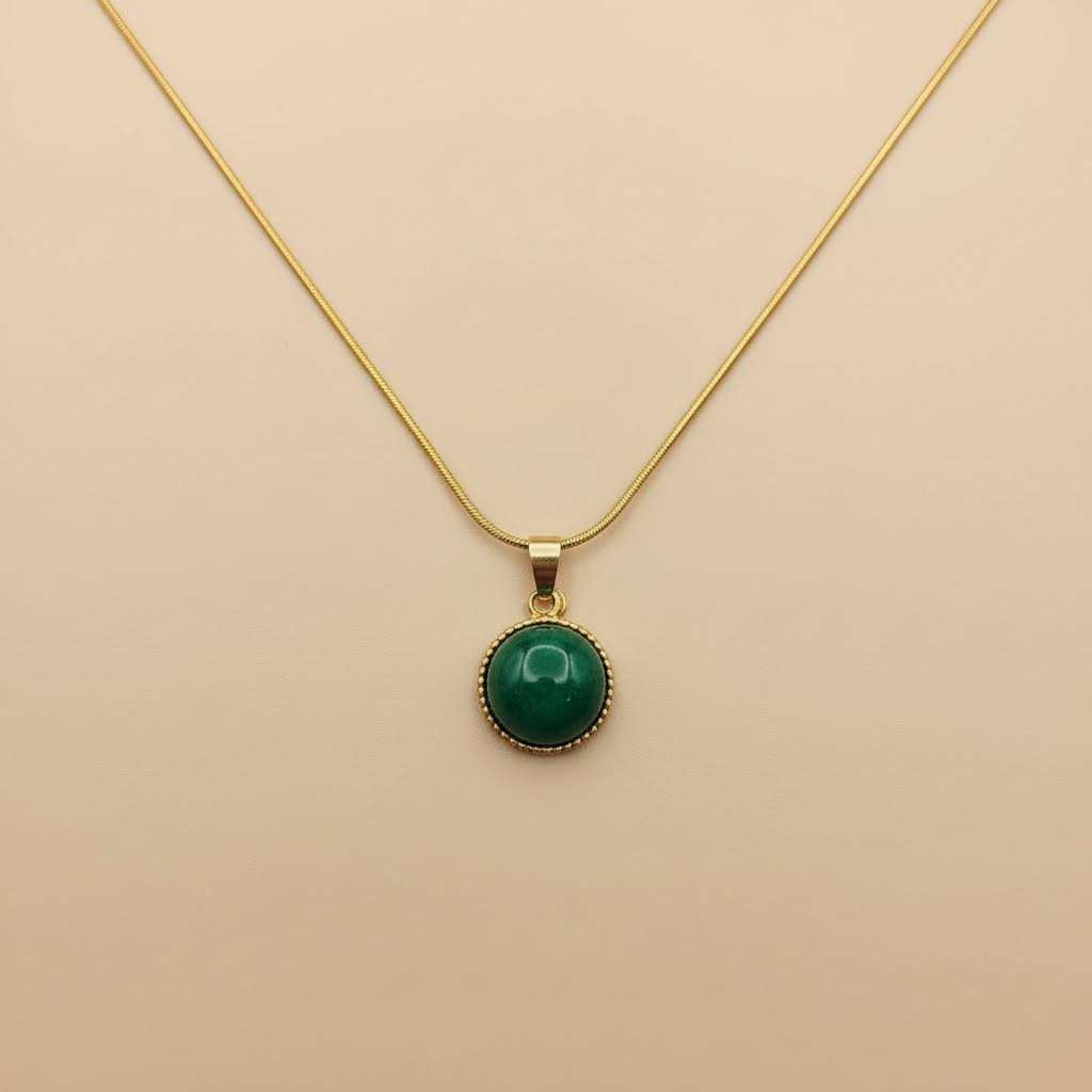 Collier Pierre Verte Or