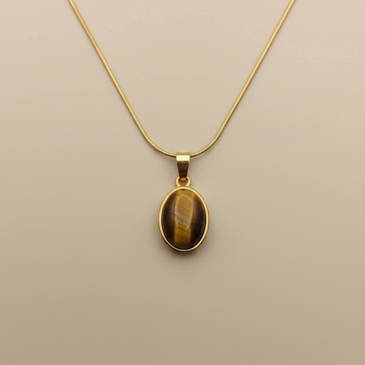 Collier Rayon de Soleil Œil de Tigre Doré – Pendentif Vintage Tendance