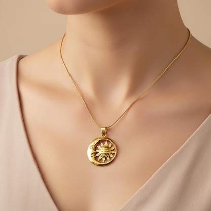 Gold Sun & Moon Pendant Necklace