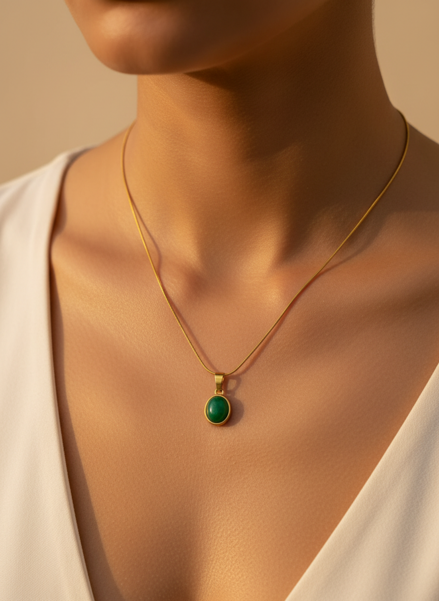 Minimal Green Stone Necklace