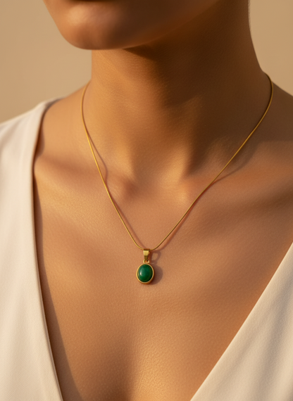 Minimal Green Stone Necklace