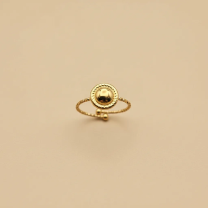 Gold Round Adjustable Ring – Minimal Medallion Design
