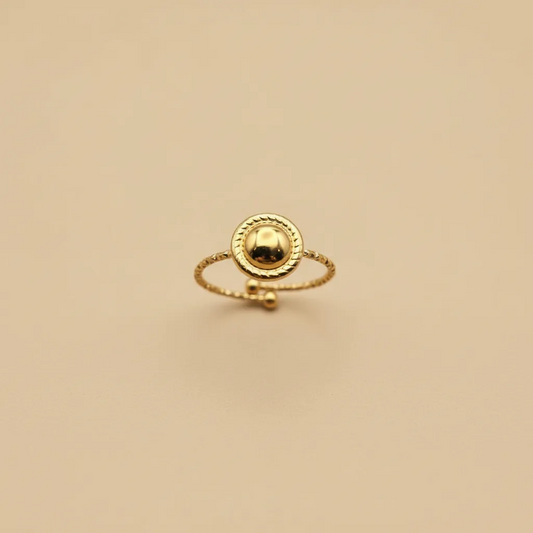 Gold Round Adjustable Ring – Minimal Medallion Design