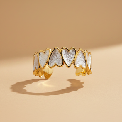 White Hearts Open Cuff Bracelet