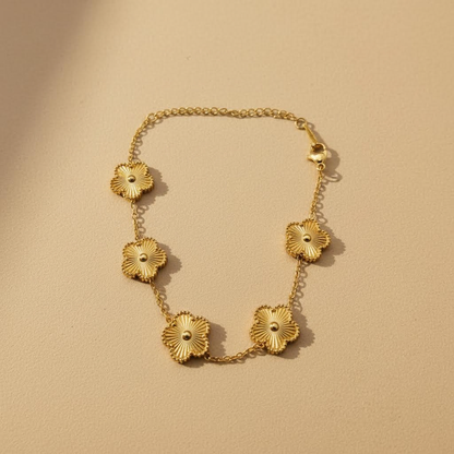 Gold Floral Charm Bracelet – Sunburst Design