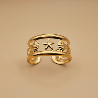 Textured Starfish Open Cuff Bracelet