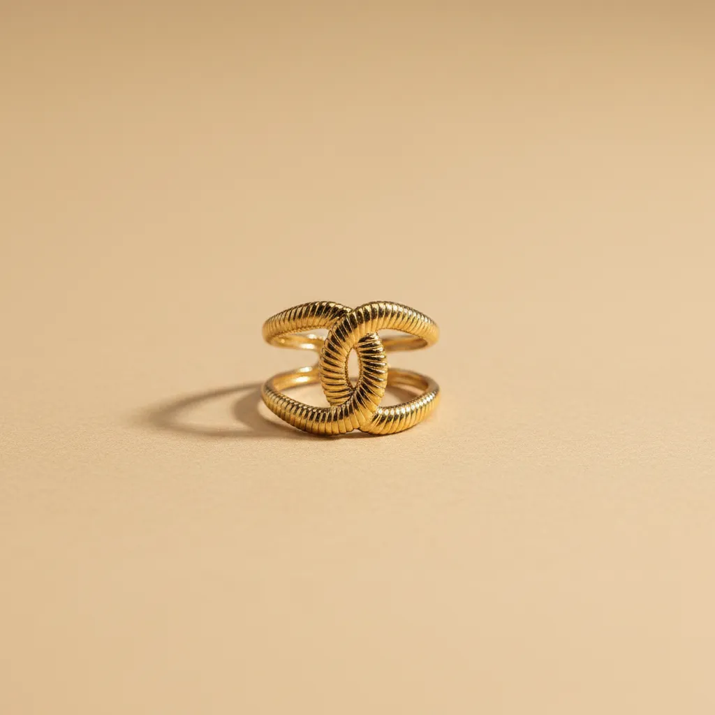 Gold Interlocking Loop Adjustable Ring