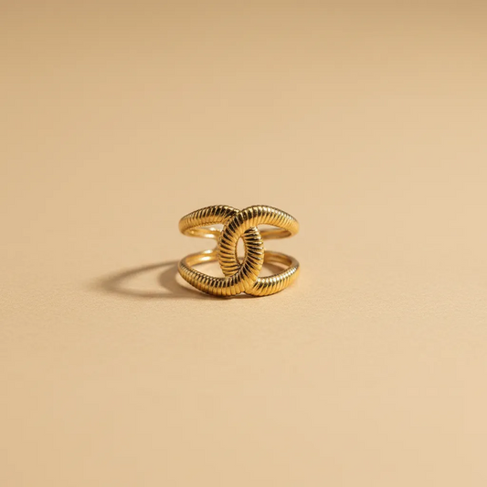 Gold Interlocking Loop Adjustable Ring