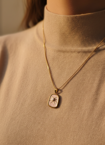 Pink Octopus Eye Pendant Necklace