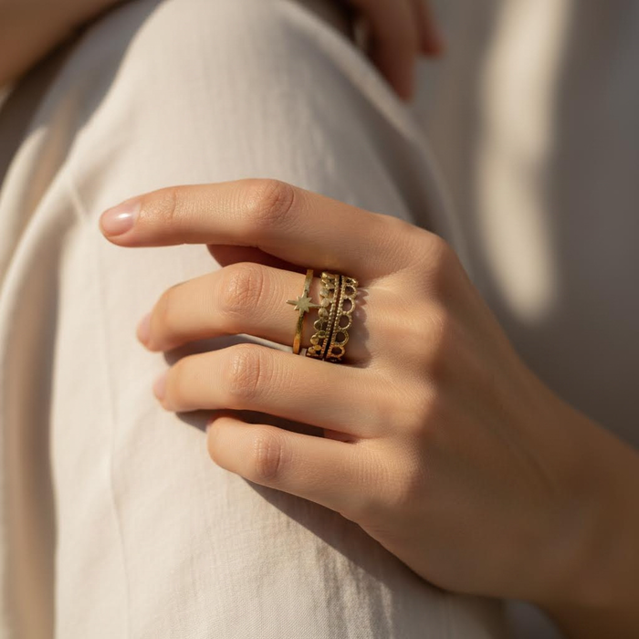 Gold Star Layered Adjustable Ring