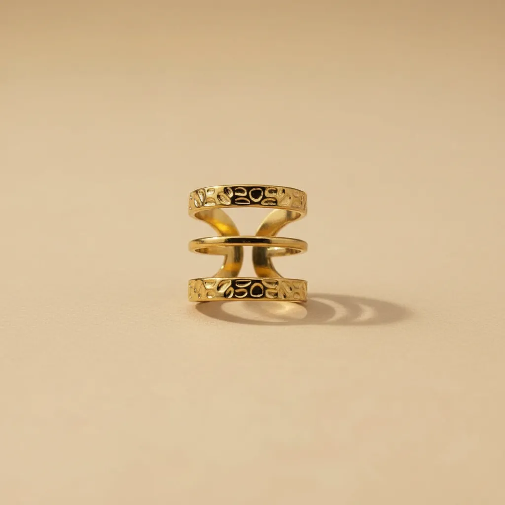 Gold Layered Adjustable Ring – Open Multi Band Design