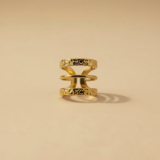 Gold Layered Adjustable Ring – Open Multi Band Design